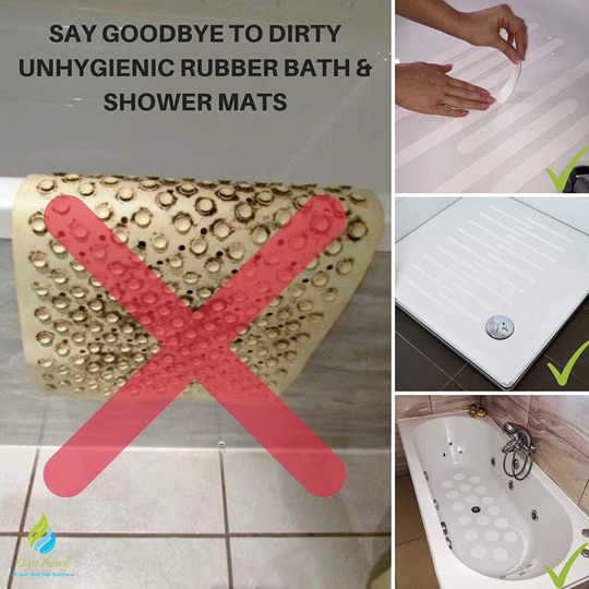 Modern Non Slip Bath Shower Safety Grip Stickers in White 10x Pack - UK BEST SELLER