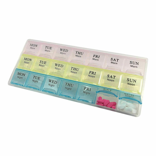 (3 Rows) Pills box 7 Days Tablet Medicine Storage Organizer