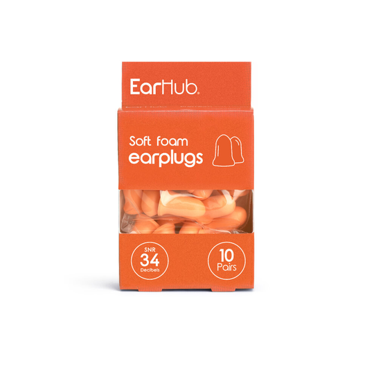 EarHub Premium orange soft foam earplugs 10 pair