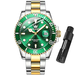 OLEVS Classic Big Face Wrist Watches Men Business Watches Dress Watch with DayGreen/Black/White/Blue Face Flywheel Multifunction Luminous Men Stainless Steel Wristwatch Lightinthebox