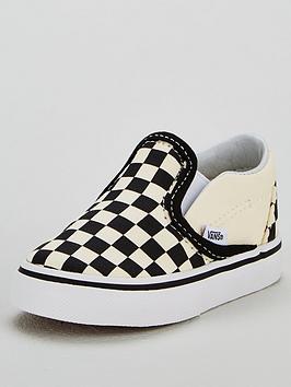 Vans Classic Slip-On Checkerboard Toddler Unisex Trainers-White/Black, Black/White, Size 6