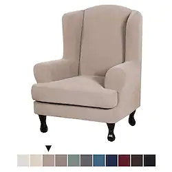 2 Piece Sofa Cover High Stretch Jacquard Fabric Furniture Slipcover Stay in Place Soft Spandex Form Fit Wing Back Armchair Slipcovers Skid Resistance Machine Washable Lightinthebox