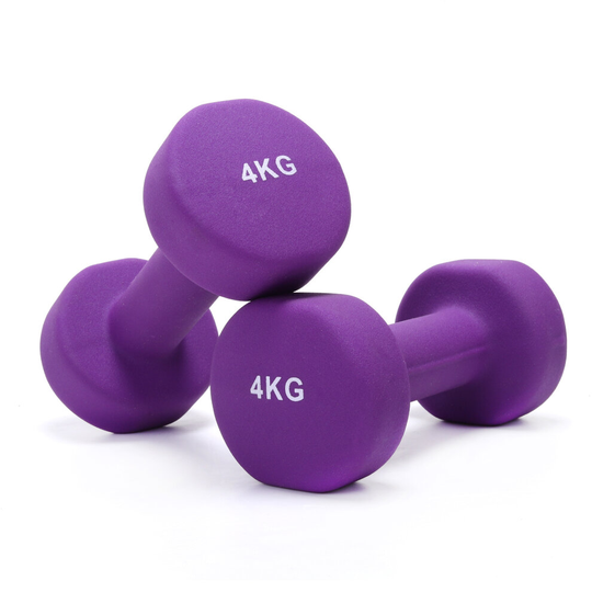 (8KG(4kg*2)) Round Dumbbells Cast Iron Rubber Women Hexagonal Dumbbells Pair