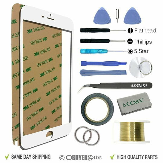 Apple iPhone 7 Plus Replacement Screen Front Glass Repair Kit Tools WHITE