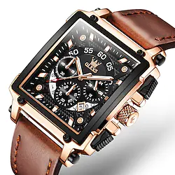 OLEVS Quartz Watches for Men Analog Quartz Outdoor Waterproof Calendar / date / day Chronograph Alloy Genuine Leather / Noctilucent / Large Dial Lightinthebox