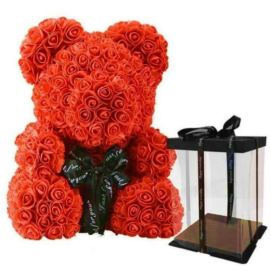 (Red - With Box 40CM ) ROSE TEDDY BEAR 25CM & 40CM FOAM VALENTINES DAY