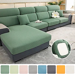 New Arrival Velvet Stretch Grid Warmth Sofa Seat Cushion Cover Jacquard Slipcover Elastic Couch Armchair Loveseat 4 or 3 Seater Plain Solid Soft Durable Washable Lightinthebox