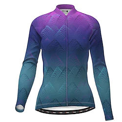 21Grams Women's Cycling Jacket Cycling Jersey Long Sleeve Bike Jacket Top with 3 Rear Pockets Mountain Bike MTB Road Bike Cycling Thermal Warm Warm Breathable Quick Dry Purple Graphic Geometic Lightinthebox