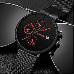 Calendar Luxury Men Watch for Women Mesh Strap Waterproof Dress Watch Fashion Sport Wristwatch Quartz Watch for Men Analog Quartz Minimalist Casual Lightinthebox