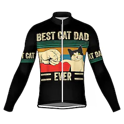 21Grams Men's Cycling Jersey Long Sleeve Bike Top with 3 Rear Pockets Mountain Bike MTB Road Bike Cycling Breathable Quick Dry Moisture Wicking Reflective Strips Black Green Purple Cat Stripes Lightinthebox