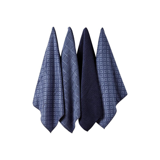Ladelle Carvere Set of 4 Microfibre Tea Towels Navy