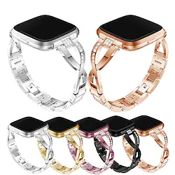 1 pcs Smart Watch Band for Fitbit Versa 2 / Versa / Versa Lite Stainless Steel Smartwatch Strap Bling Diamond Jewelry Bracelet Replacement Wristband Lightinthebox
