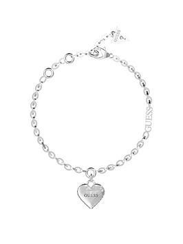 Guess Falling In Love Fine Chain & 14Mm Heart Silver Bracelet