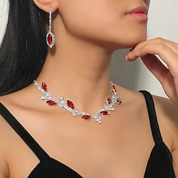 Hoop Earrings 1 set Rhinestone 1 Necklace Earrings Women's Stylish Luxury Elegant Cute Lovely Chandelier Floral irregular Jewelry Set For Wedding Engagement Work Lightinthebox