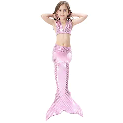 Kids Girls' Mermaid Tail The Little Mermaid 3pcs Swimsuit Mixed Color Swimwear Solid Colored Sleeveless Green Blue Fuchsia Beach Costumes Princess Cute Bathing Suits 3-10 Lightinthebox