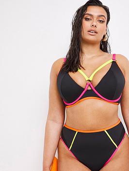 Figleaves Figleaves Curve High Leg Bikini Brief - Black, Black, Size 18, Women