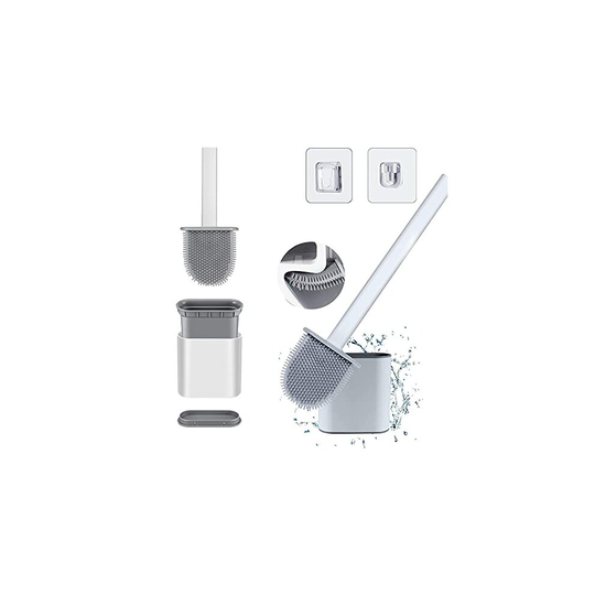 NEWUPZSI Toilet Brush and Holder,Silicone Toilet Brush and Holder Set(Flooring/Wall Mounted),Silicon Toilet Brushes with Base for Anti-drip,Suita