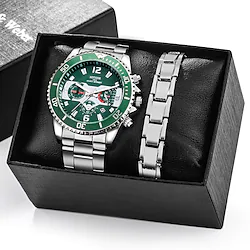 Elegant Silver Quartz Watch with Calendar Male Practical Valentine's Day Gift for Husband Boyfriend Detachable Bracelet Gift Box New Year Christmas Gift Lightinthebox