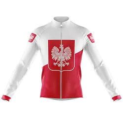 21Grams Men's Cycling Jersey Long Sleeve Bike Top with 3 Rear Pockets Mountain Bike MTB Road Bike Cycling Breathable Quick Dry Moisture Wicking Reflective Strips Red Color Block Poland Polyester Lightinthebox