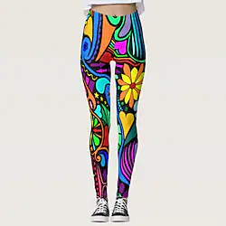 Women's Yoga Pants Tummy Control Butt Lift Quick Dry High Waist Yoga Fitness Gym Workout Tights Leggings Bottoms Floral Rainbow Winter Sports Activewear High Elasticity Skinny / Athletic / Athleisure Lightinthebox