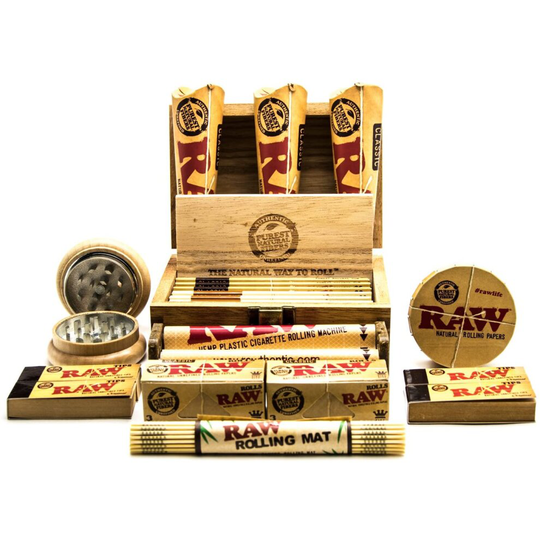 Raw Small Wooden Rolling Box | Raw Smokers Gift Set | Beautiful and Discreet Wooden Tobacco Box