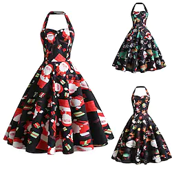 Audrey Hepburn 1950s Vacation Dress Cocktail Dress Vintage Dress Flapper Dress Dress Women's Costume Vintage Cosplay Party Christmas Gifts Christmas Sleeveless Knee Length Ball Gown Dress Christmas Lightinthebox