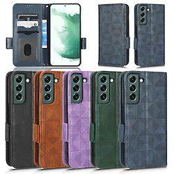 Phone Case For Samsung Galaxy Wallet Card A33 S22 S21 Ultra Plus with Wrist Strap Card Holder Slots Magnetic Flip Solid Colored Geometric Pattern TPU PU Leather Lightinthebox