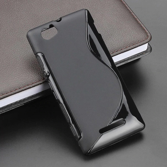 For Sony Xperia M Case Cover S Line Silicone TPU Gel Skin Anti-Slip Grip - Black