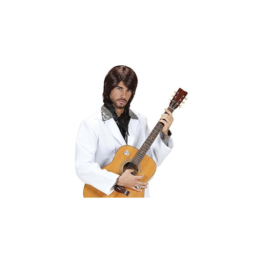 70s Pop Star Benny Boxed Wig For Hair Accessory Fancy Dress - 70s wig benny disco pop star boxed dark brown accessory hippie fancy dre retro hit