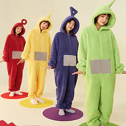 Adults' Kigurumi Pajamas Nightwear Alien Teletubbies Character Onesie Pajamas Flannel Cosplay For Men and Women Christmas Animal Sleepwear Cartoon Festival / Holiday Costumes Lightinthebox