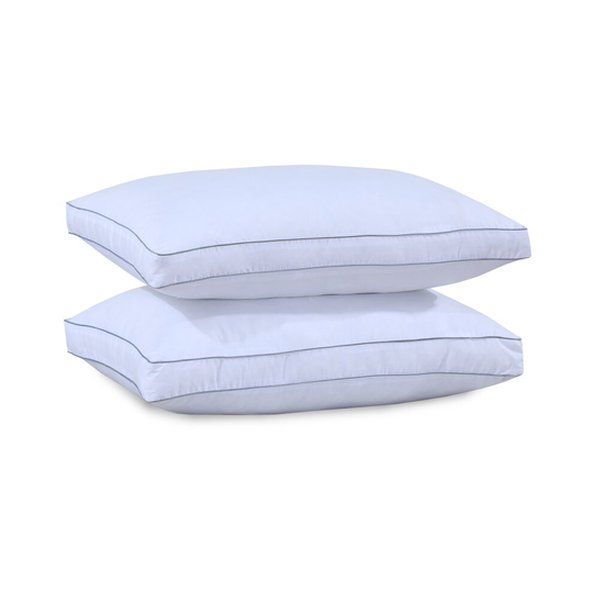 (48cm x 70cm x 8cm , 2 Pillow) 8cm Deep Box Pillows 100% Cotton Cover Hollowfibre Zip Closure Gusseted Pillows