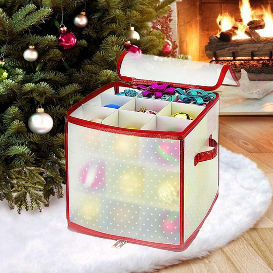 The Magic Toy Shop Christmas Tree Baubles Storage Box Ornament Xmas Bag Up to 27 Large Balls