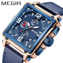 MEGIR Quartz Watch for Men Analog Quartz Stylish Stylish Formal Style Waterproof Three Time Zones Noctilucent Alloy Leather Fashion Lightinthebox