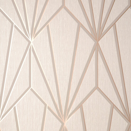 Fine Decor Cascade Geo Cream Rose Gold Wallpaper FD42846