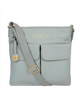 Pure Luxuries London Soames Zip Top Leather Crossbody Bag - Blue