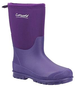 Cotswold Hilly Kids Wellington Boots - Purple , Purple, Size 2 Older
