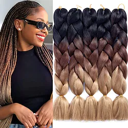 Ombre Braiding Hair Extensions Jumbo Braiding Hair 24 Inch 5 Packs Professional Crochet Synthetic Hair for Twist Box Braids Hot Water Seal Real Soft 24inch 5packs Lightinthebox