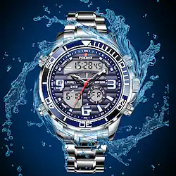 LIGE Digital Watch for Men Analog - Digital Digital Luminous Business Chronograph Alarm Clock Dual Time Zones Alloy Stainless Steel Lightinthebox