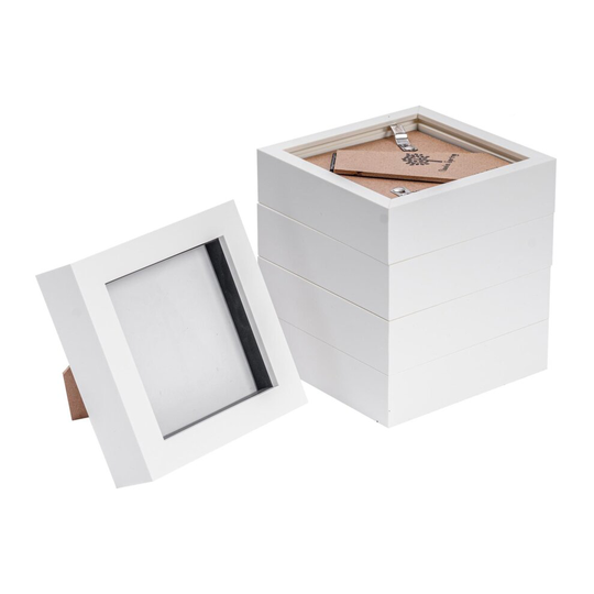 Box Picture Frame Deep 3D Photo Display 4x4 Inch Standing Hanging White x5