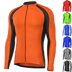 21Grams Men's Cycling Jersey Long Sleeve Bike Jersey Top with 3 Rear Pockets Mountain Bike MTB Road Bike Cycling Breathable Quick Dry Moisture Wicking Reflective Strips Black Green Dark Blue Color Lightinthebox