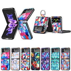 Phone Case For Samsung Galaxy Flip Z Flip 4 Flip Case with Ring Shockproof Graphic Geometric Pattern PU Leather Lightinthebox