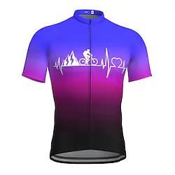 21Grams Men's Cycling Jersey Short Sleeve Bike Top with 3 Rear Pockets Mountain Bike MTB Road Bike Cycling Breathable Quick Dry Moisture Wicking Reflective Strips Blue Graphic Gradient Polyester Lightinthebox