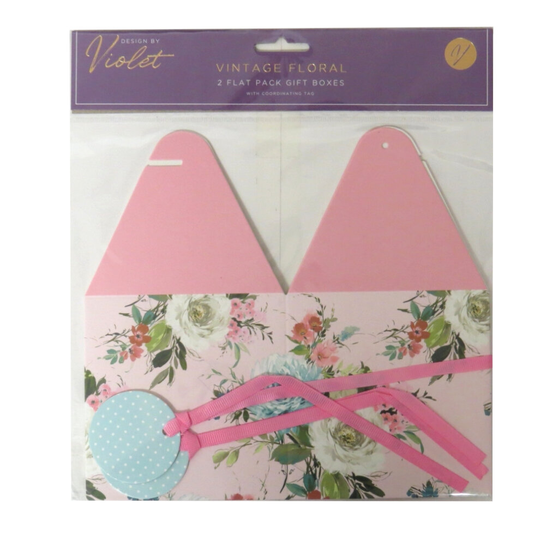 (Vintage Floral) Flat Pack Gift Boxes (Twin pack)