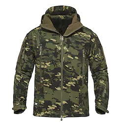 Men's Softshell Jacket Waterproof Jacket Rain Jacket Tactical Military Jacket Winter Outdoor Thermal Warm Windproof Breathable Outerwear Hoodie Windbreaker Hunting Ski / Snowboard Fishing Quick Dry Lightinthebox