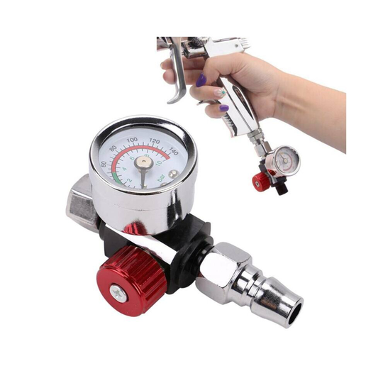 1/4" Air Valve Regulator Tool Tail Pressure Gauge Nozzle For Spra