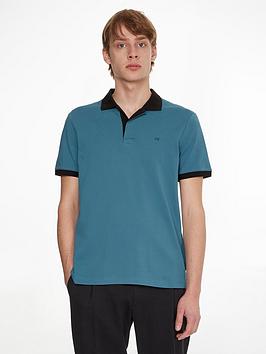 Calvin Klein Modern Blocking Collar Polo Shirt - Foamy Ocean, Foamy Ocean, Size L, Men