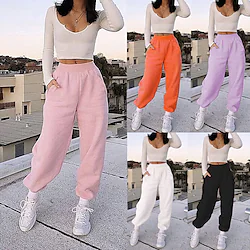 Women's Joggers Sweatpants Baggy Bottoms Athletic Athleisure Winter Breathable Quick Dry Moisture Wicking Fitness Gym Workout Running Sportswear Activewear Solid Colored Violet White Black Lightinthebox
