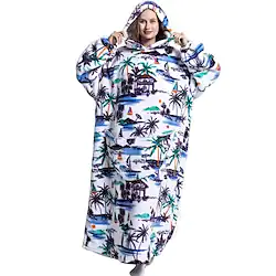 Adults' Oversized Hoodie Blanket Wearable Blanket With Pocket Cartoon Panda Character Onesie Pajamas Flannel Cosplay For Men and Women Carnival Animal Sleepwear Cartoon Festival / Holiday Costumes Lightinthebox