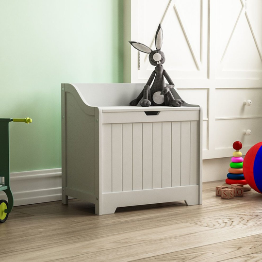 (White) Priano Toy Box Chest Bedroom Storage Bench Stool