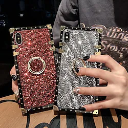 Phone Case For iPhone 14 Pro Max 14 Plus 13 Pro Max 12 11 X XR XS Max 8 Shockproof Ring Holder Armor Luxury Glitter Shine Metal For Apple Lightinthebox